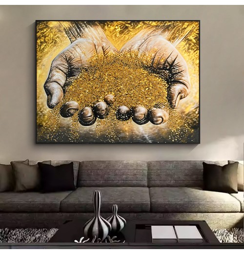 Modern home decor 3D effect Industrious hands epoxy gold stone crystal porcelain painting Custom oil painting on canvas Modern home decor 3D effect Industrious hands epoxy gold stone crystal porcelain painting Custom oil painting on canvas