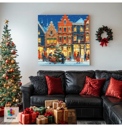 Modern Creative Christmas Landscape Still Life DIY Oil Painting Classic Style Wooden Printed Home Living Room Decoration Adults Modern Creative Christmas Landscape Still Life DIY Oil Painting Classic Style Wooden Printed Home Living Room Decoration Adults